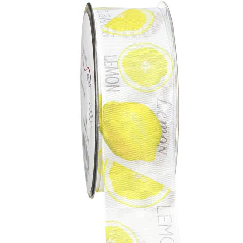 Floristik24 Juostelė citrina dekoratyvinė juostelė vasarinė medžiaginė juostelė geltona 40mm 15m