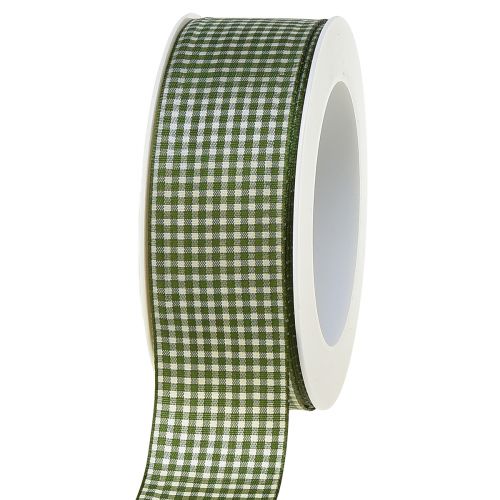 Floristik24 Dovanų juostelė dekoratyvinė juostelė languota žalia kreminė 40mm 20m