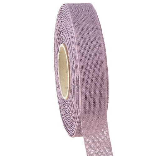 Dekoratyvinė juostelė natūrali violetinė lininė juostelė 25mm 20m