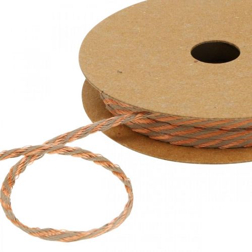 Floristik24 Virvelė, dekoratyvinė juostelė, papuošalų virvelė Varis-natūralios spalvos L20m Ø4cm