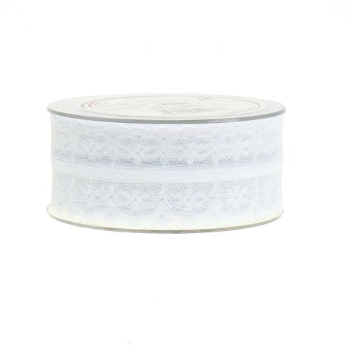 Floristik24 Nėrinių juostelė vintažinė balta 40mm 20m