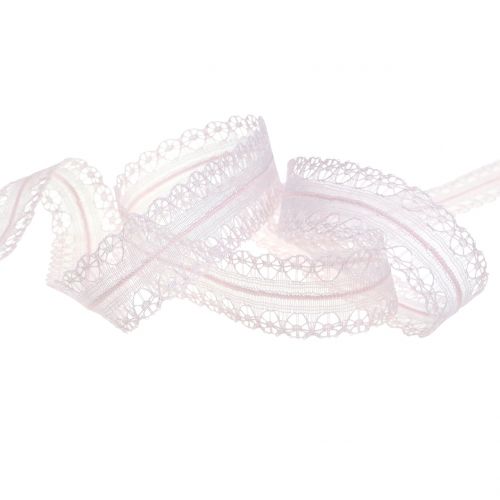 Floristik24 Nėrinių juostelė vintažinė rožinė 20mm 20m