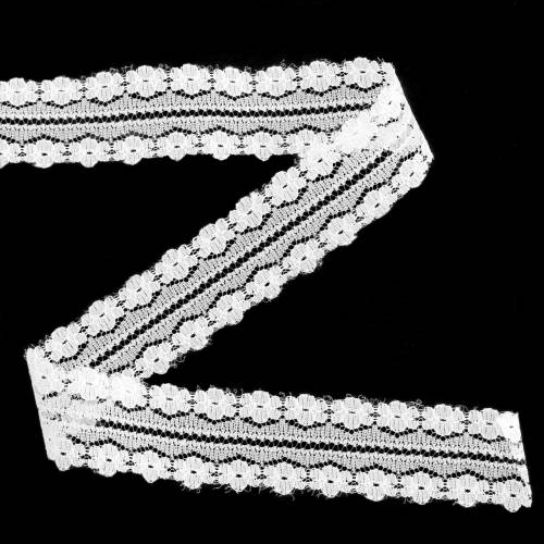 Floristik24 Nėrinių juosta dekoravimo juostelė balta 20m 3cm