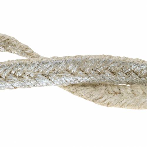 Floristik24 Virvelė plati džiuto sidabrinė 10mm 4m