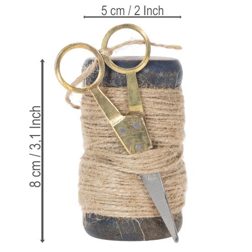 daiktų Džiuto juostelės ritinėlis su žirklėmis Ø5cm, aukštis 8cm, 2vnt.