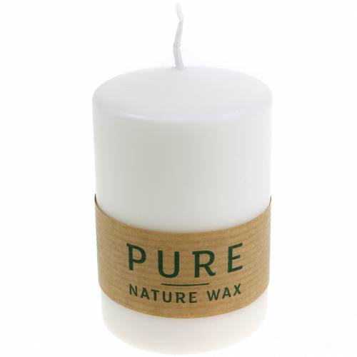 daiktų PURE Nature Safe Candle stulpelis žvakių stearinas, rapsų vaškas 90/60mm 1 vnt. balta