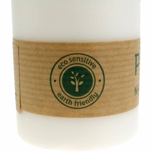 daiktų PURE Nature Safe Candle stulpelis žvakių stearinas, rapsų vaškas 90/60mm balta 1 vnt.