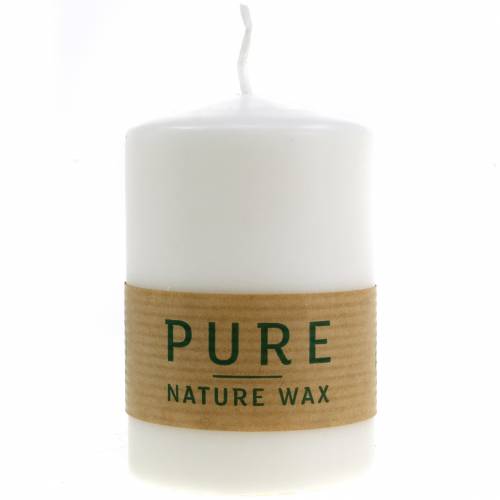 daiktų PURE Nature Safe Candle stulpelis žvakių stearinas, rapsų vaškas 90/60mm balta 1 vnt.