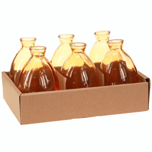 daiktų Svogūninės vazos stiklinės mini vazos oranžinės Ø7cm H12cm 6 vnt