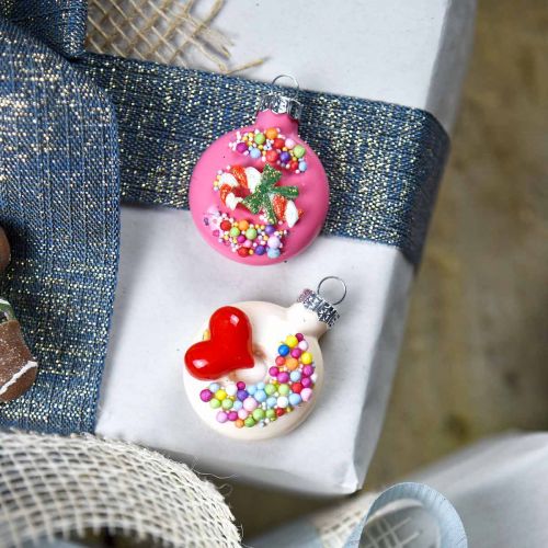 Floristik24 Spurgos su medžiu, stiklo puošmena, eglutės dekoravimo mišinys H4,5cm tikras stiklas 6vnt