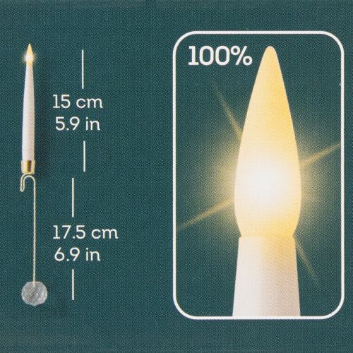 daiktų LED žvakutės su krištolo geltona šviesa, 31 cm, 10 vnt.