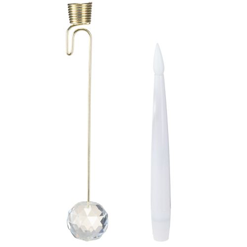 daiktų LED žvakutės su krištolo geltona šviesa, 31 cm, 10 vnt.