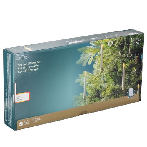 daiktų LED žvakutės su krištolo geltona šviesa, 31 cm, 10 vnt.