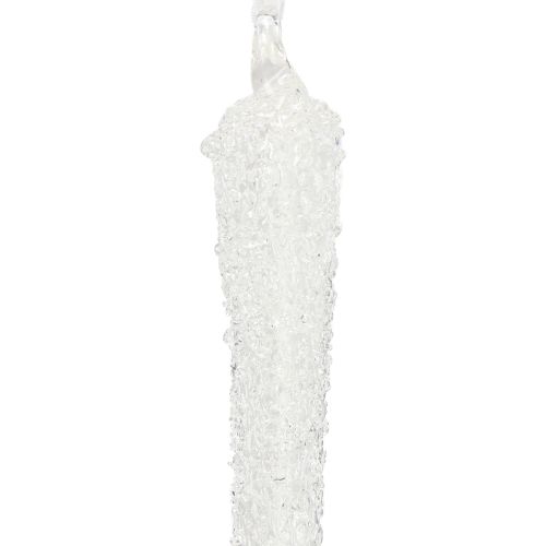 daiktų Eglutės dekoracija varveklio formos stiklinė dekoracija pakabinimui 19 cm 3 vnt.