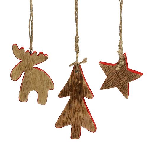 Floristik24 Medžių dekoracijos mix raudona, gamta 7cm - 9cm 9vnt