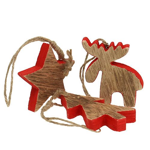 Floristik24 Medžių dekoracijos mix raudona, gamta 7cm - 9cm 9vnt