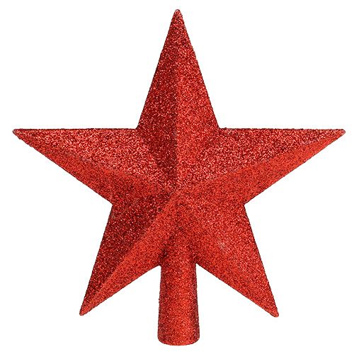 Floristik24 Medžio viršūnė raudona su žėručiu Ø2,2cm 19,5cm x 20cm