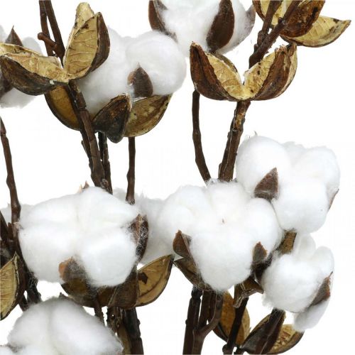 Floristik24 Medvilnės šakelė Dirbtinė deko šakelė medvilnė 61cm 3vnt