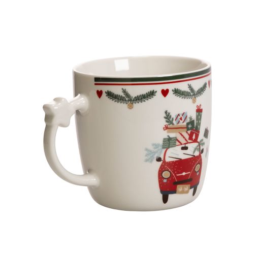 Keraminis puodelis su kalėdiniu motyvu, automobiliu ir dovanomis, 9 cm | Floristik24.lt