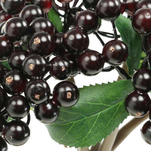 Floristik24 Uogų šakelė raudona juoda dirbtinis deko rudens vainikas 25cm 5vnt kekėje