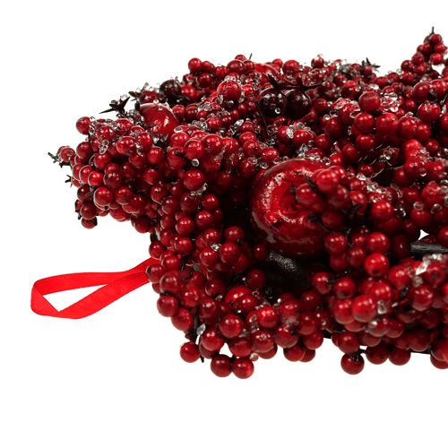 Floristik24 Uogų vainikas Ø 36cm, saldintas raudonas