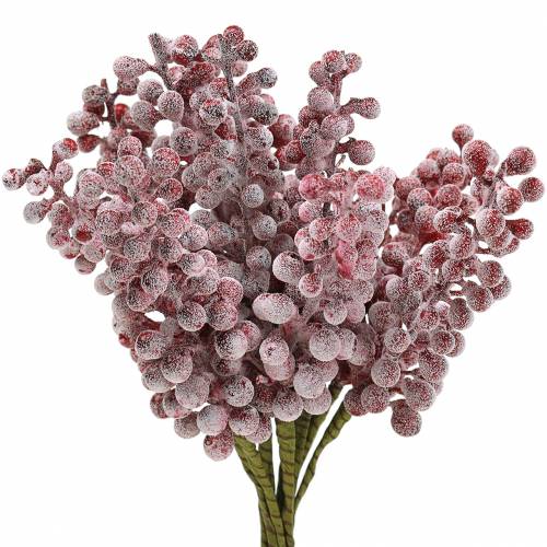 Floristik24 Uogų rinkinys raudonas, ledinis 21cm 12 vnt