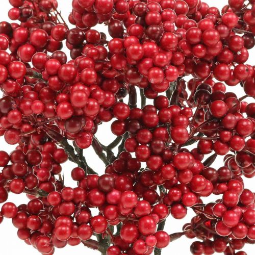 Floristik24 Dekoratyvinė šakelė su raudonomis uogomis uogų šakelė rudens puošmena 26cm 6vnt