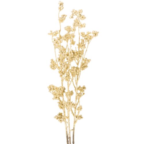 Dirbtinės uogų šakelės dekoracija, auksinė, 70 cm, 3 dalys
