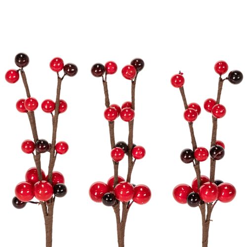Dirbtinė šakelė su raudonomis uogomis, 15 cm, 6 vnt. pirkti | Floristik24.lt