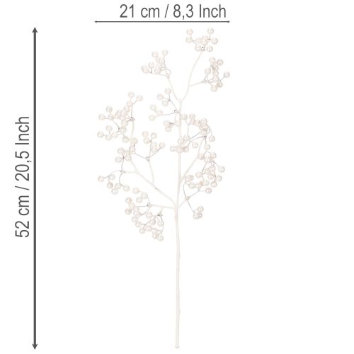 Dirbtinė baltos uogos šakelė, dekoravimo/rankdarbių reikmenys, 52 cm | Floristik24.lt