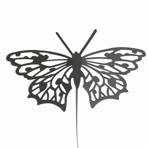 Floristik24 Gėlių kamštis metalinis drugelis juodas 10,5×8/44cm 3vnt
