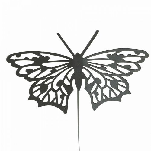 Gėlių kamštis metalinis drugelis juodas 10,5×8/44cm 3 vnt