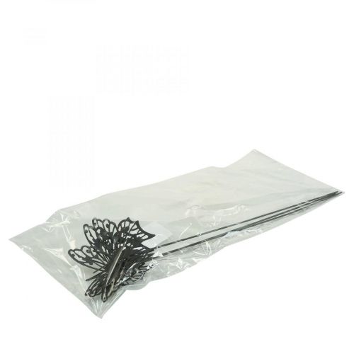 daiktų Gėlių kamštis metalinis drugelis juodas 10,5×8/44cm 3 vnt
