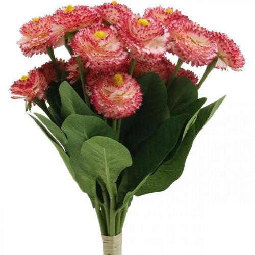 Dirbtinė gėlė, dirbtinis varpelis kekėje, ramunės baltai rožinė L32cm 10vnt