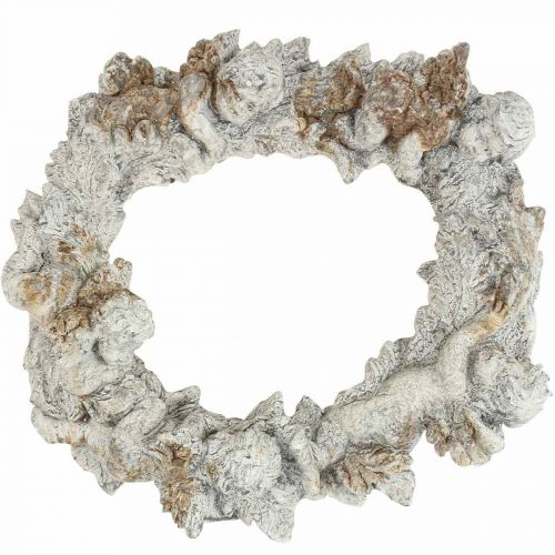 daiktų Betoninis deco angel deco vainikas sienų apdaila balta ruda 36,5cm