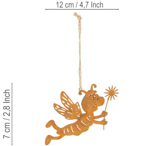 Kabanti bitės dekoracija, rūdžių spalvos metalas, vasariška dekoracija, 12 cm, 6 vnt. | Floristik24.lt