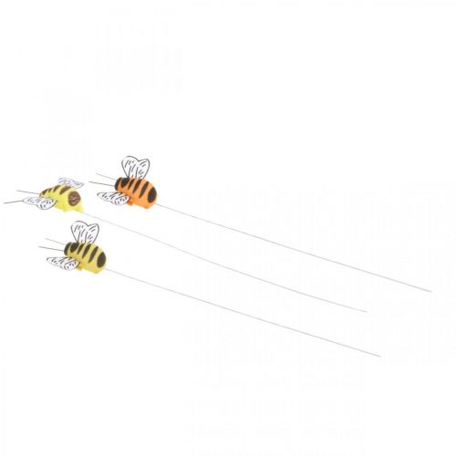 daiktų Bitė ant vielos, gėlių kamštis, dekoratyvinės bitės, pavasario oranžinė, geltona W4.5cm 24 vnt.