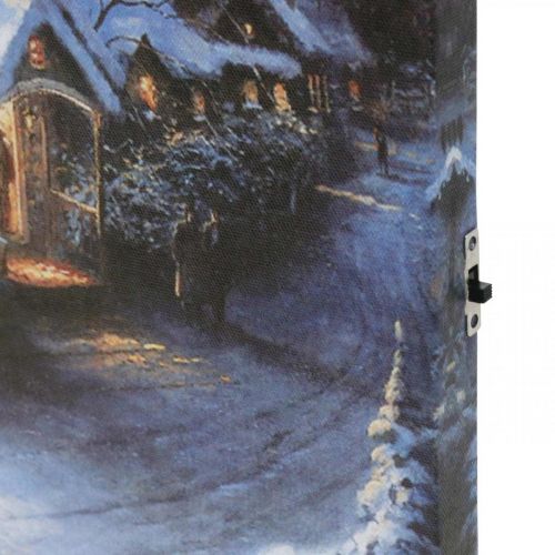Floristik24 LED freska žiemos peizažas su bažnyčia 38×28cm Akumuliatoriui