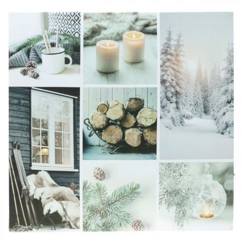 LED freska Kalėdinė kaimiška balta 38 × 38 cm Akumuliatoriui