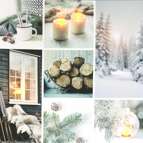 Floristik24 LED freska Kalėdinė kaimiška balta 38 × 38 cm Akumuliatoriui