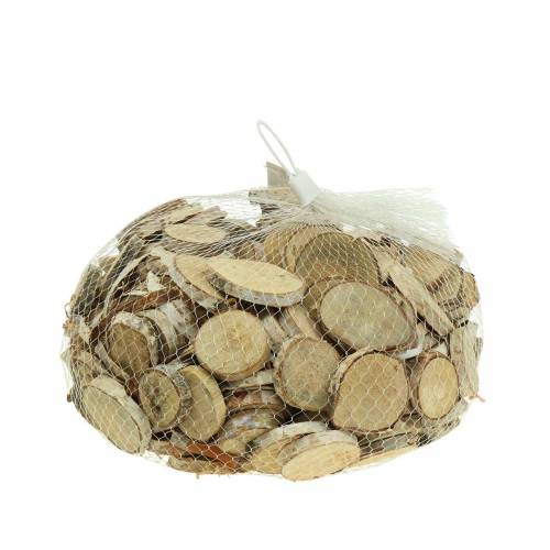 Floristik24 Beržo griežinėliai apvalūs natūralūs 5cm 1kg dekoravimui su žieve