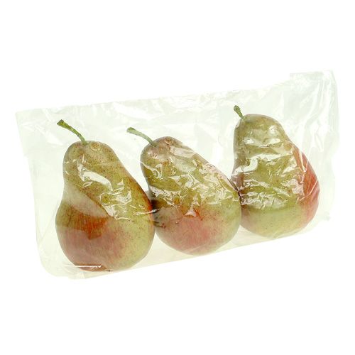 Floristik24 Kriaušės raudonos, žalios 11cm - 12cm 3vnt