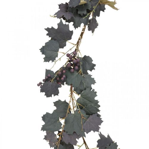 Dekoratyvinė girlianda vynmedžių lapų ir vynuogių rudens girlianda 180cm