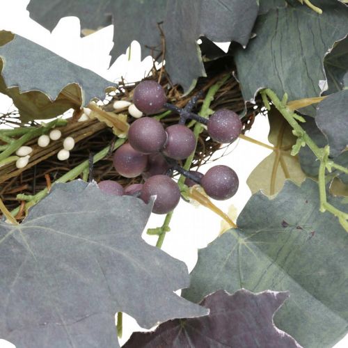 Dekoratyvinis vainikas iš vynmedžių lapų ir vynuogių Rudeninis vynmedžių vainikas Ø60cm