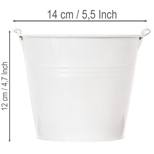 Balti skardiniai kibirėliai Ø14cm, aukštis 12cm, 6 vnt. | Floristik24.lt