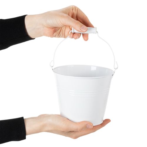 Balti skardiniai kibirėliai Ø14cm, aukštis 12cm, 6 vnt. | Floristik24.lt