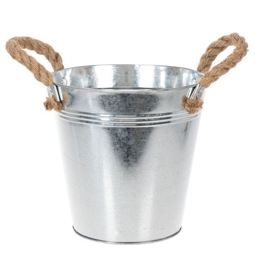 Blizgus metalinis kibiras su virvinėmis rankenomis, Ø18cm pirkti | Floristik24.lt