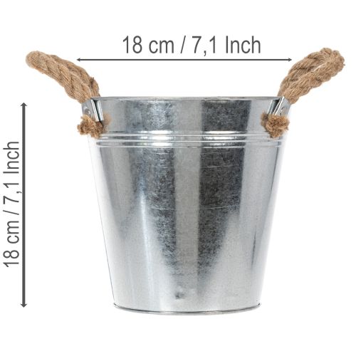 Blizgus metalinis kibiras su virvinėmis rankenomis, Ø18cm | Floristik24.lt