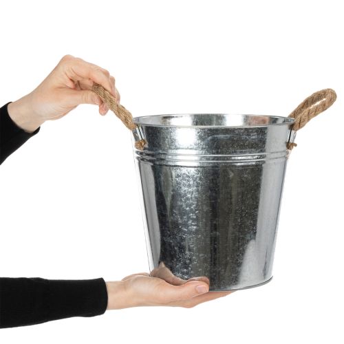 Blizgus metalinis kibiras su virvinėmis rankenomis, Ø22cm | Floristik24.lt