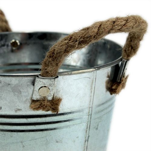 daiktų Blizgantis metalinis kibiras su lynų rankenomis Ø25cm